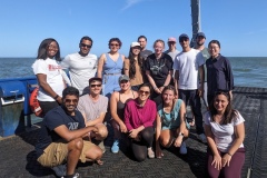 Researchers gather for a photo on the R/V Savannah.