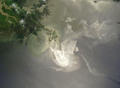 The Deepwater Horizon oil spill as viewed from space./ NASA Photo