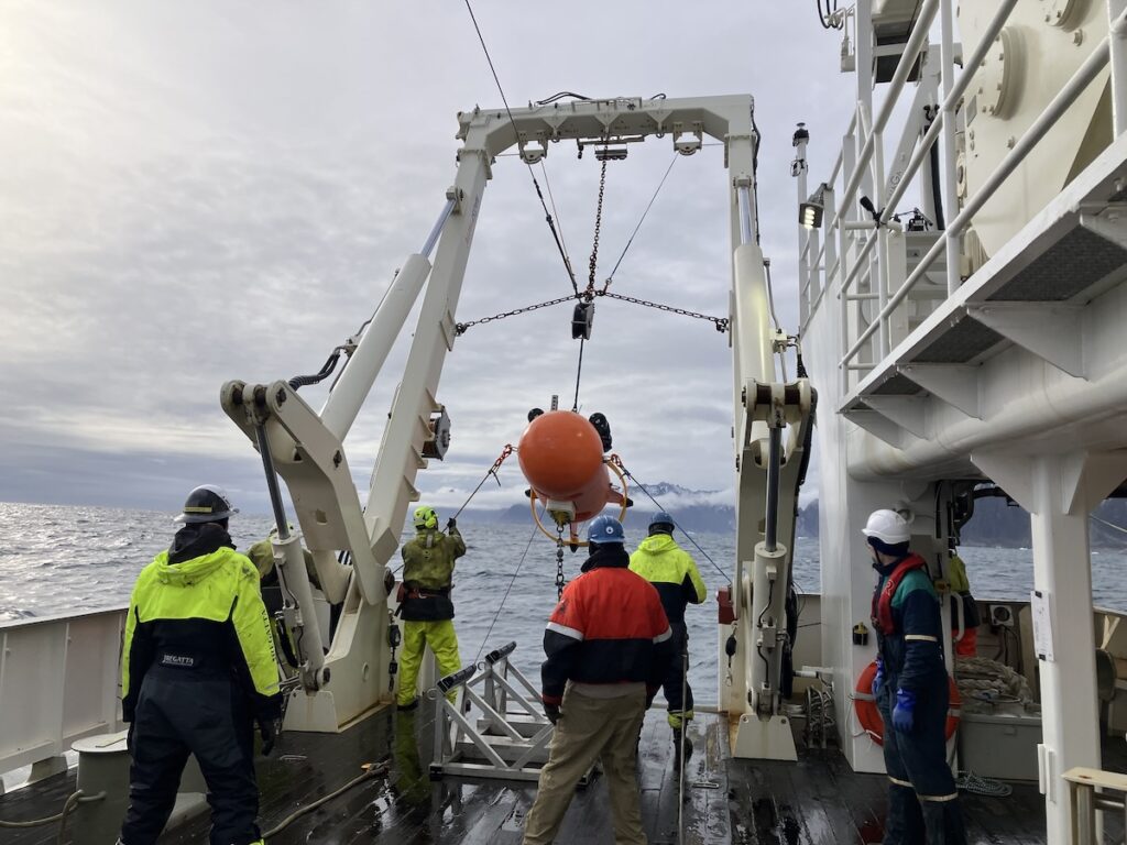 Deploying instruments on the northeast Greenland shelf.