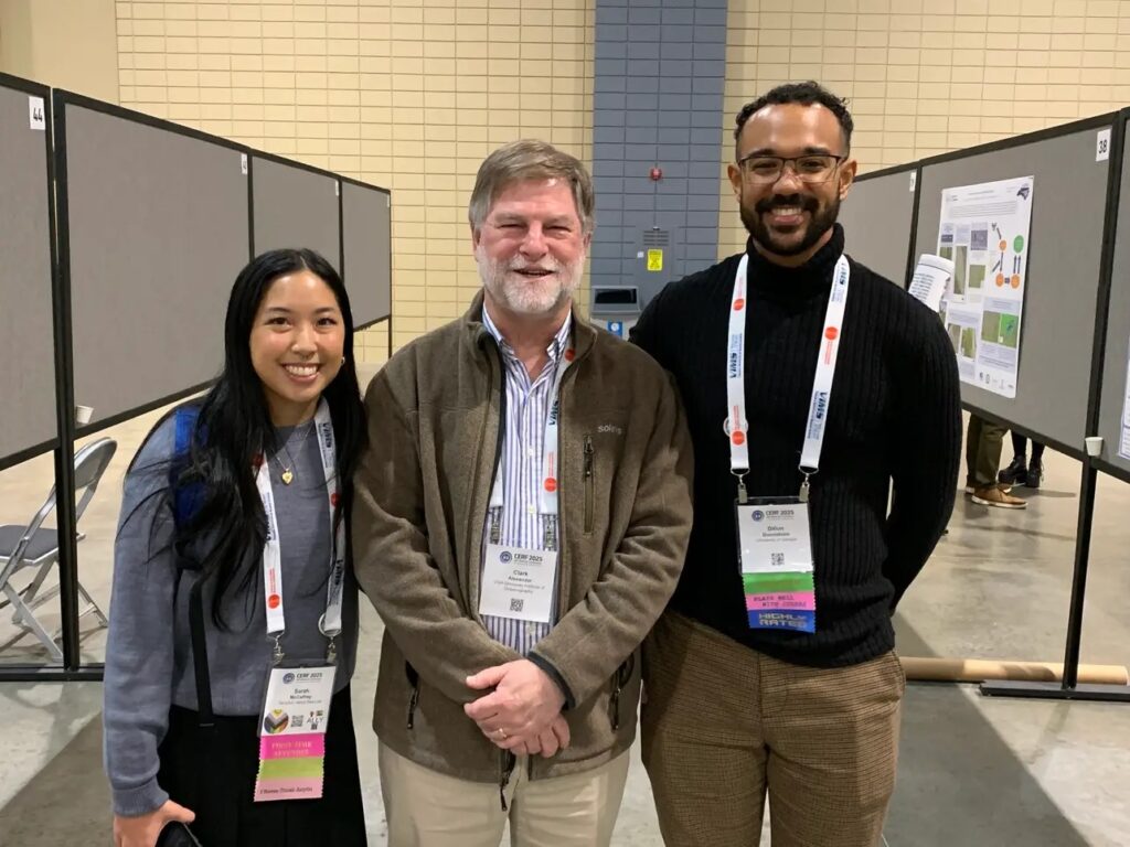 McCaffrey with SkIO Director Clark Alexander and fellow Semester at Skidaway alumnus Dillon Doomstorm (right) at the 2025 Coastal and Estuarine Research Federation (CERF) Conference in Richmond, Virgini
